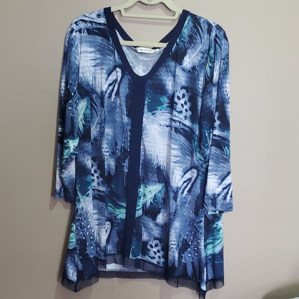 Bianca Nygard Blue Patterned Women's Top Size Xl